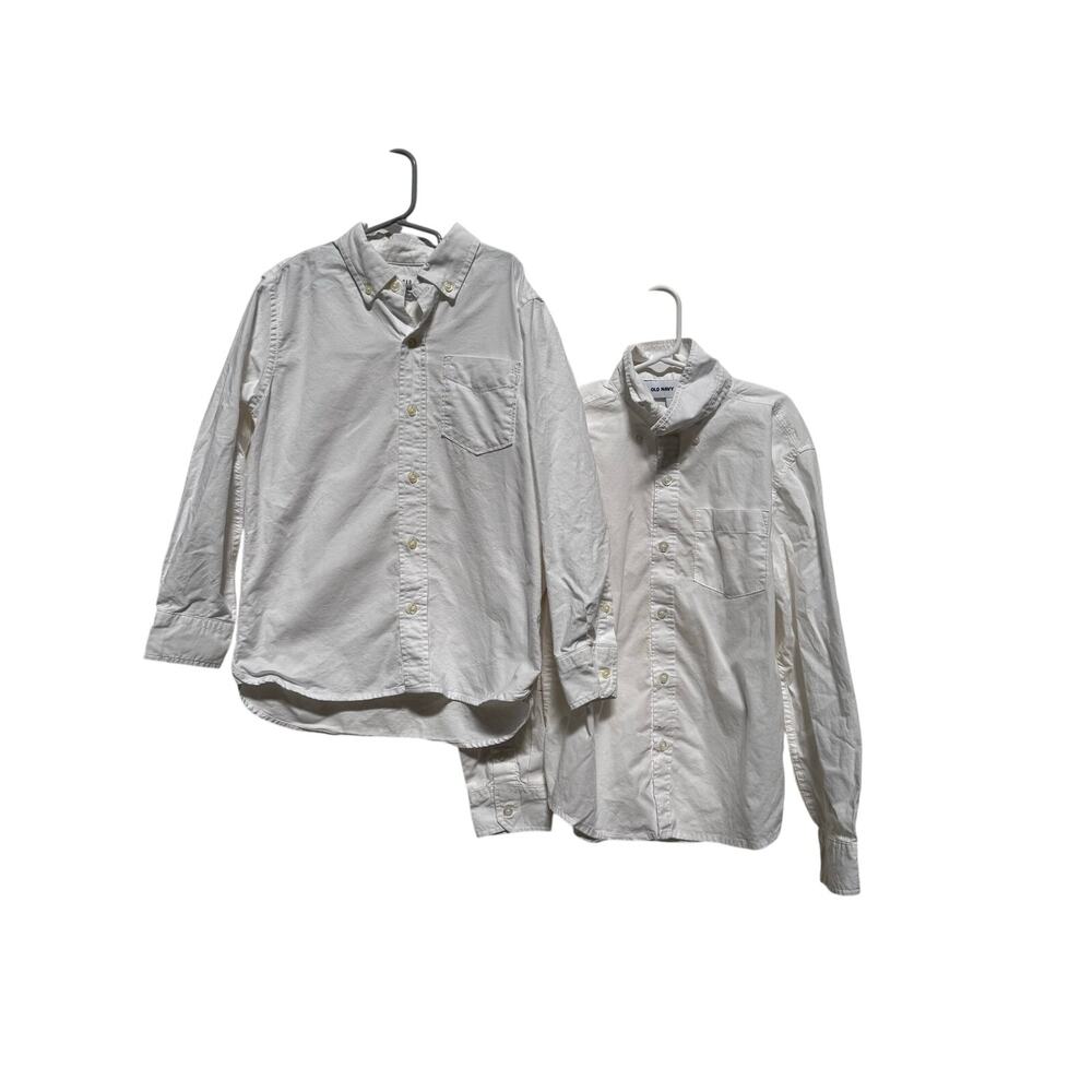 Old Navy Gap Shirt Lot Boys Size 8 White Long Sleeve Button Down